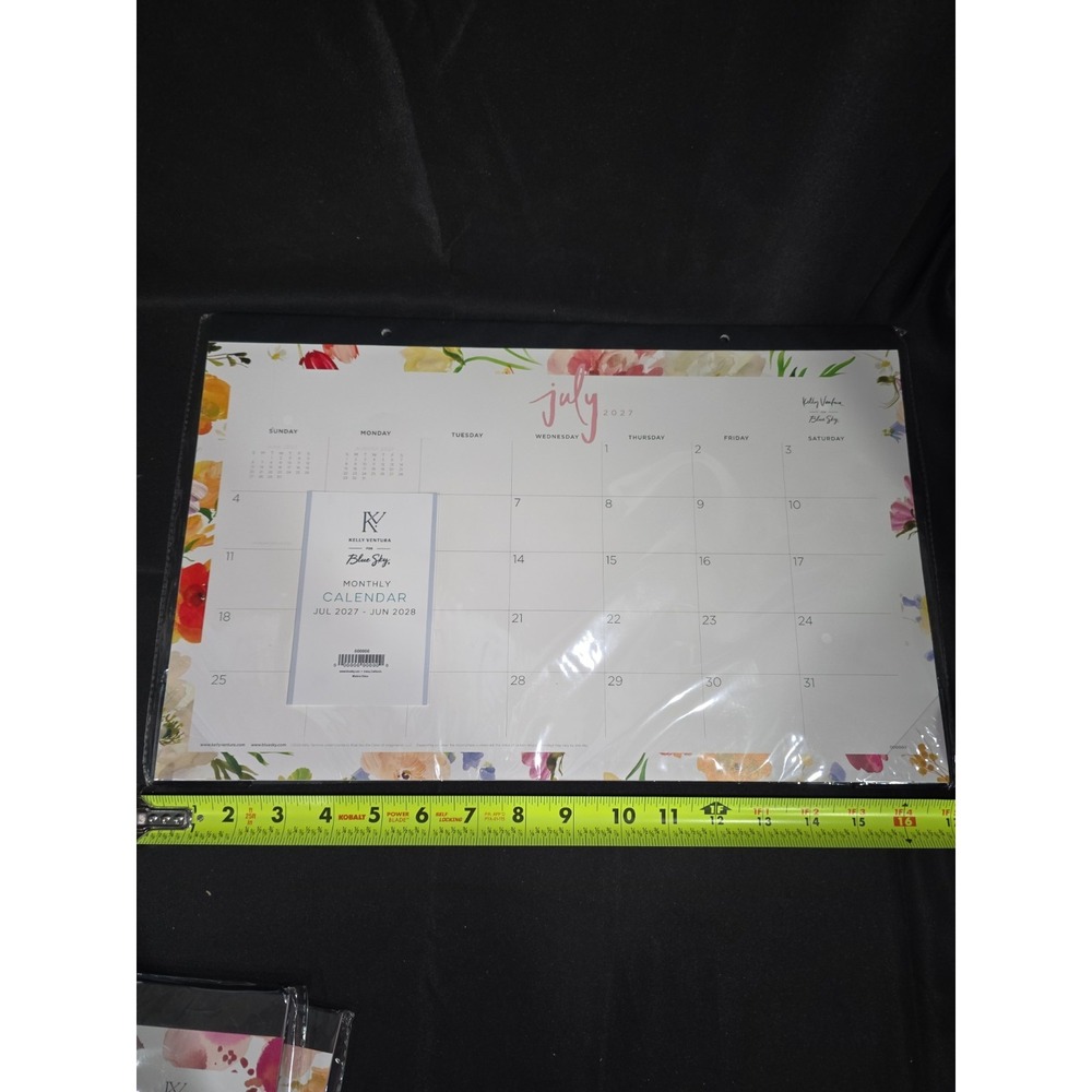 Blue Sky Magenta Bloom Desk Pad Calendar 17x11 July 27 - June 28